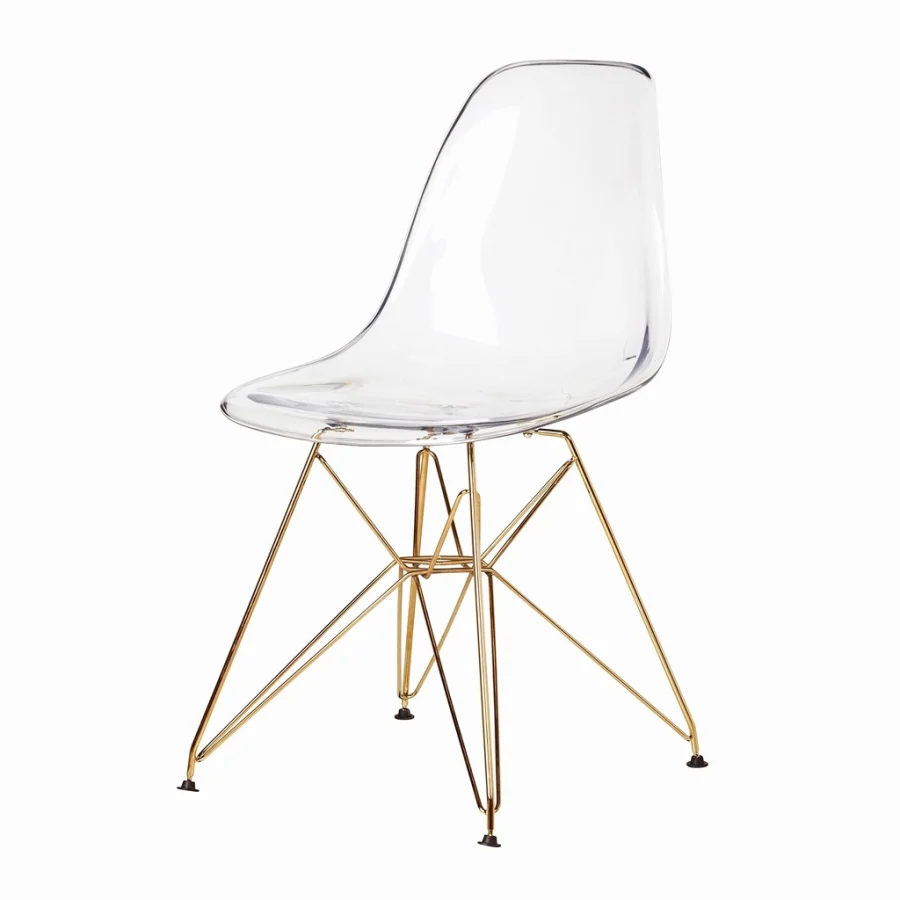 Ghế Eames Nhựa Trong Chân Vàng- CF03CMT