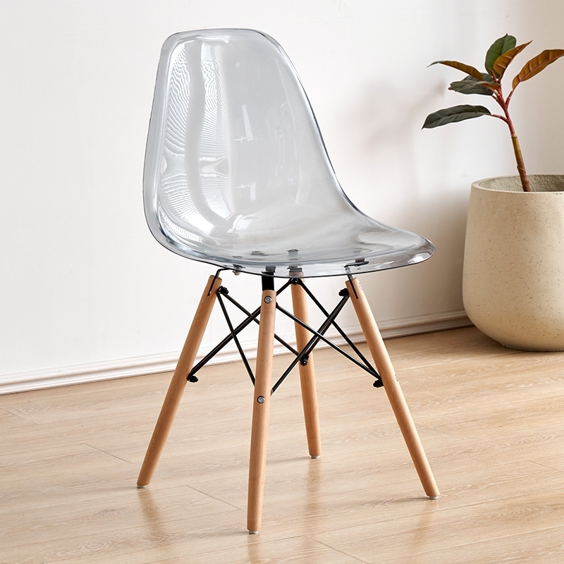 Ghế Eames Nhựa Trong Chân Gỗ - CF03MT