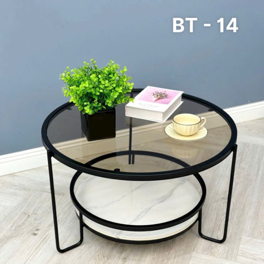 Bàn Trà Kính Có Kệ Đá- BT14MT