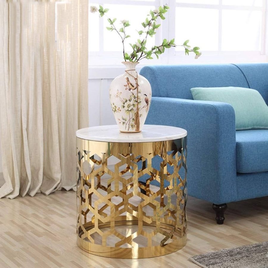 Bàn Decor Mặt Kính Mạ Vàng – BT05MT