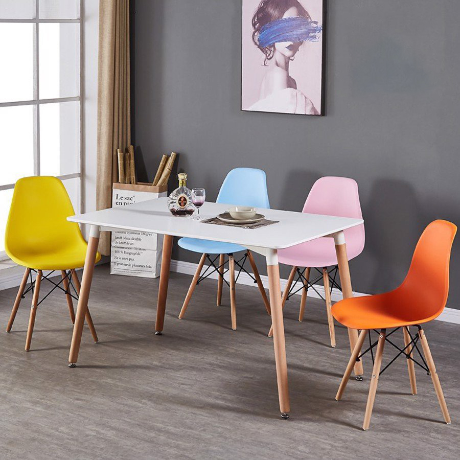 Bàn Chữ Nhật MDF Chân Gỗ Beech - BCN01MT